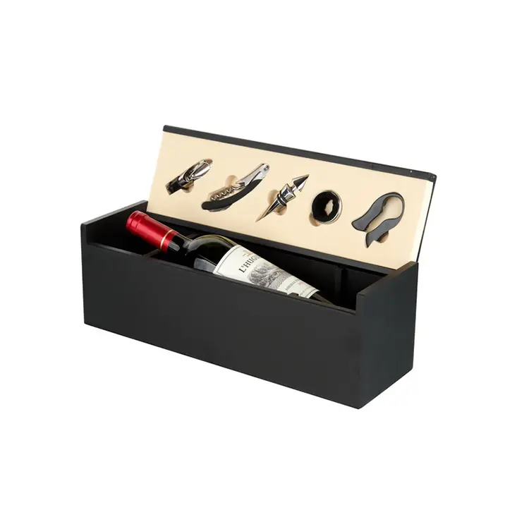 Black Wooden Wine Set