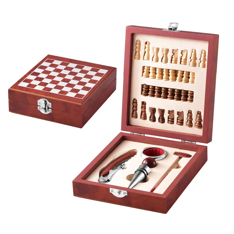 Chess Wooden Wine Set