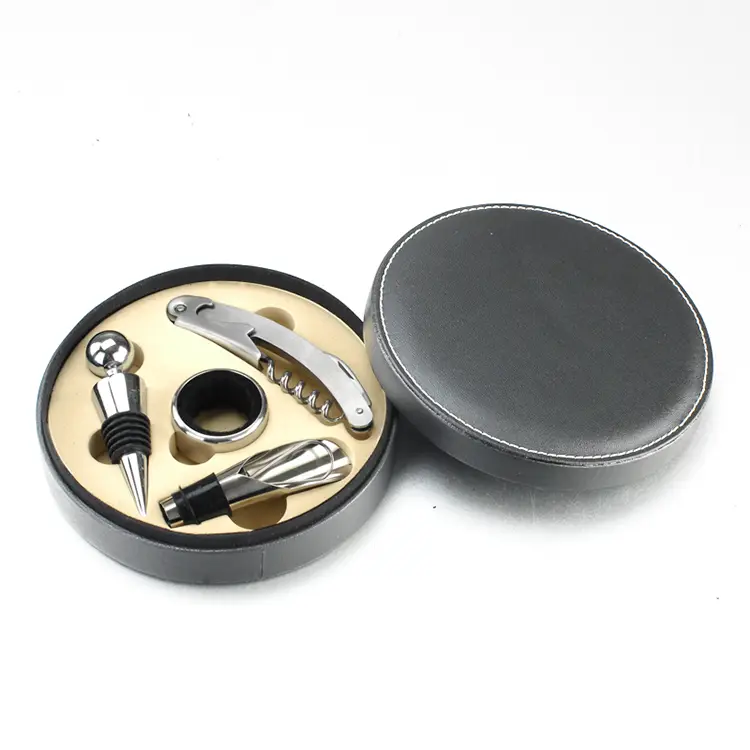 Round Shape PU Wine Set