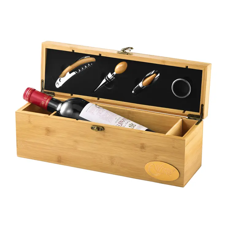 Single Bottle Bamboo Wine Set